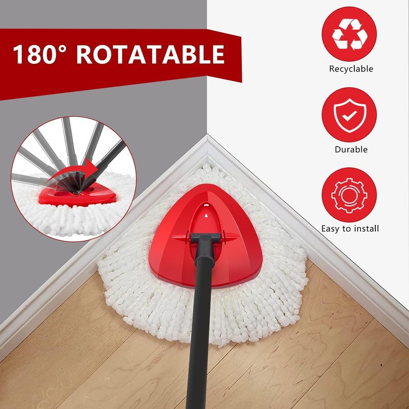 JIUMEE Easywring 1-Tank System,Mop Replacement Heads for O-Ceda Mop Replace Head, Spin Mop Heads Replacements, Microfiber Spin Mop Refills, Easy Cleaning Mop Head Replacement (Red Mop Base 1pcs) - Image 5